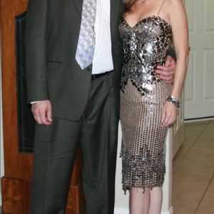 Mandalay cocoa silk dress with sweetheart neckline